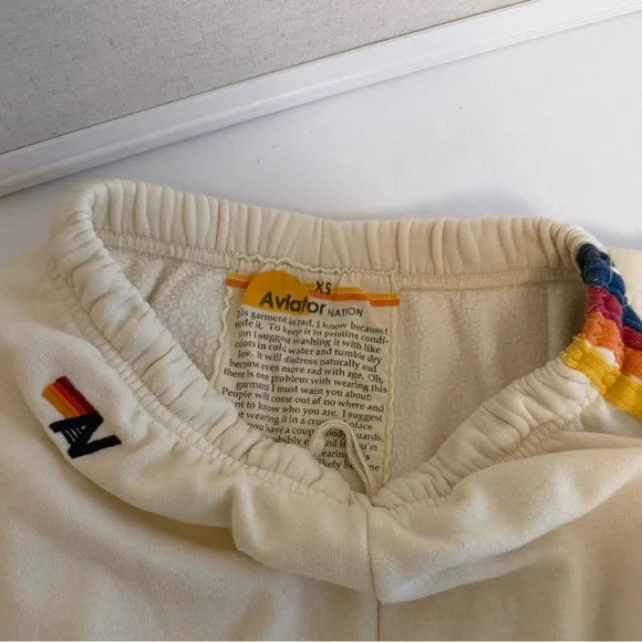 Aviator Nation Cream Joggers with Multicolor Stripe - Picture 4 of 9